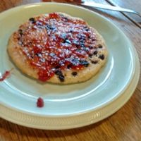 home made scone...happy kids at Red Triangle Cafe in Burnley