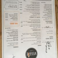Menu at The Veggie Cafe in Ilkley