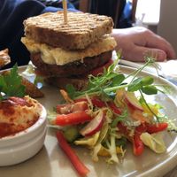 Chickpea burger  at The Veggie Cafe in Ilkley