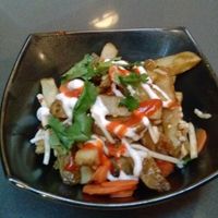 banh mi poutine fries at Ramen Hood in Los Angeles