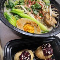 Beet tuna and gluten-free OG Ramen with v egg   at Ramen Hood in Los Angeles