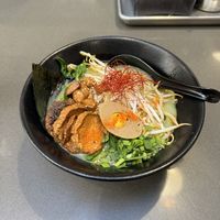 garlic Ramen with vegan Egg  at Ramen Hood in Los Angeles