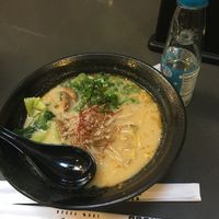 Spicy ramen and a Ramune soda at Ramen Hood in Los Angeles