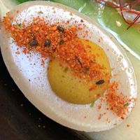 Vegan egg at Ramen Hood in Los Angeles