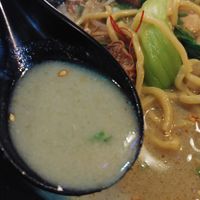 Close up of the Garlic Ramen Broth, delicious 😋 at Ramen Hood in Los Angeles