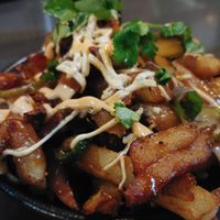 $6.00 Bahn Mi Poutine: Delicious 😋 lots of interesting flavors at Ramen Hood in Los Angeles