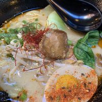Garlic ramen with their signature vegan egg! at Ramen Hood in Los Angeles