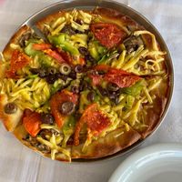 Vegan pizza - yum! at Romeo Pizza in Volos