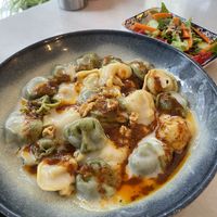 Half spinach half lentil manti  at KafeNAsanat in Istanbul