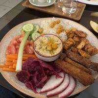 Schnitzel & hummus plate 10/10  at KafeNAsanat in Istanbul