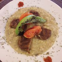 Meatballs with aubergine sauce (vegan) at KafeNAsanat in Istanbul