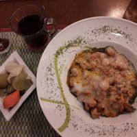 Vegan manti (Turkish dumblings) at KafeNAsanat in Istanbul