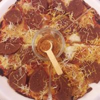 Vegan pepperoni pizza at KafeNAsanat in Istanbul