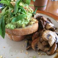 Minty smashed avo (with extra mushrooms) at Gather in Northbridge