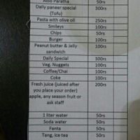 menu at Spaghetti and Samosas in New Delhi