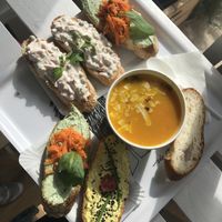 bar seating by the window at Chlebíček Store in Prague