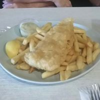 Classic fish and chips with mega tartar sauce! at Bliss & Chips in Newtown