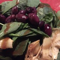 Build-Your-Own Salad with spinach, kalamata olives & artichokes at Tomato Bar Pizza Bakery in Schererville