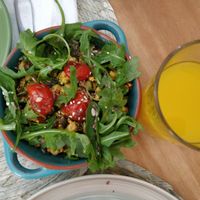 Chickpea salat. We ordered this and some open sandwiches for sharing. Amazing! at Dona Flor Cafe in Cascais