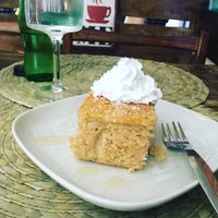 Yummy coconut cake. I asked for the cream to be added   at Dona Flor Cafe in Cascais