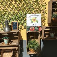 Outside at Dona Flor Cafe in Cascais