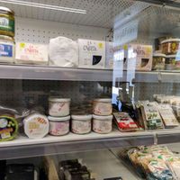 Look at all these vegan cheeses! at Veg & Friends  in Sant Cugat Del Valles