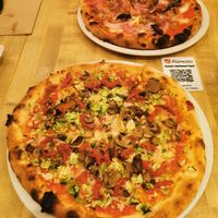 Build your own pizza: red sauce, Daiya cheese, mushrooms, brussels sprouts, and sun-dried tomatoes at Famoso Neapolitan Pizzeria in Jasper