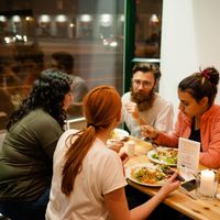 Enjoying the meal while socializing. at One Bowl in Copenhagen