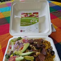 Delicious, abundant rice bowl at Veggie Table in Puerto Vallarta