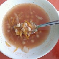 Sopa de garbanzo y verduras.  at Dharma in Puebla