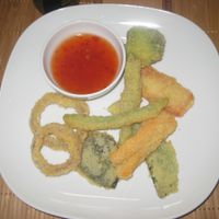 Vegetable tempura at Edamame Vegan Sushi in Warsaw