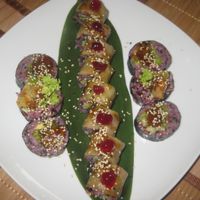 Aubergine special rolls at Edamame Vegan Sushi in Warsaw