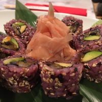 aubergine, teriyaki with avocado and sesame sushi  at Edamame Vegan Sushi in Warsaw