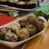 Special rool at Edamame Vegan Sushi in Warsaw