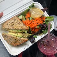 Avocado toast and bees knees smoothie at Greenmouth Juice Cafe in Allentown