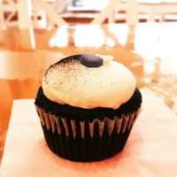 Vegan chocolate cupcake with vanilla frosting at Lancaster Cupcake in Lancaster