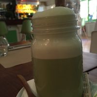 Matcha latte at Compost in Mallorca