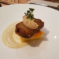 Seitan with parsnip cream, sweet potato mash, maca hummus and polenta at Compost in Mallorca