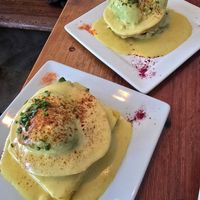 1/2 Benedict - with polenta and with English muffin at Epif in Portland