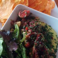 mushroom ceviche and house made sweet potato chips at Epif in Portland