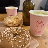 Top: Almond + vanilla cream. Bottom: coffee flavour   at Brammibal's Donuts - Maybachufer in Berlin