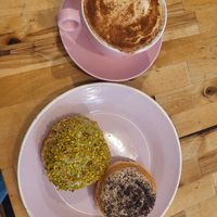 Pistachio (was a bit salty on top which i really liked) and Germknödel Donut. So delicious at Brammibal's Donuts - Maybachufer in Berlin
