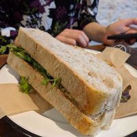 huge hummus sandwich, very tasty not dry at Brammibal's Donuts - Maybachufer in Berlin