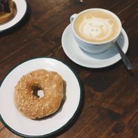 Salted Caramel Hazelnut donut + coffee at Brammibal's Donuts - Maybachufer in Berlin