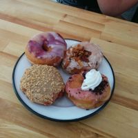 Selection of different vegan donuts at Brammibal's Donuts - Maybachufer in Berlin