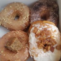 4 flavours in a box for 9€ at Brammibal's Donuts - Maybachufer in Berlin