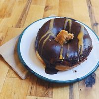 Chocolate peanut fudge donut  at Brammibal's Donuts - Maybachufer in Berlin