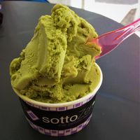 Pistachio ice cream, soy based at SottoZero The Gelato Factory in Bugibba