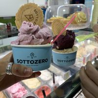 Maraschino cherry + hazelnut & blackberry & hazelnut  at SottoZero The Gelato Factory in Bugibba