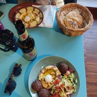 Hummus and pita at Alin Gaza Kitchen in Berlin